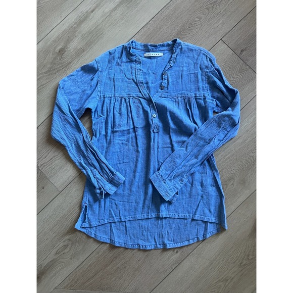 Xirena Blue Cotton Gauze Casual Tunic Shirt Top - Picture 1 of 6